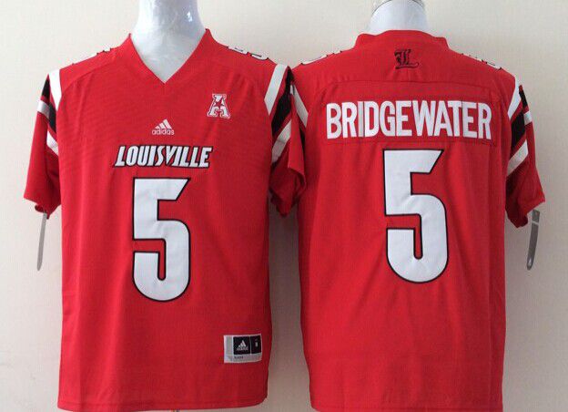 Men Louisville Cardinals #5 Bridgewater Red 2025 NCAA Jersey->more ncaa teams->NCAA Jersey